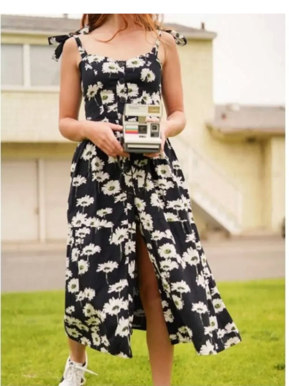 Urban Outfitters Positano Tie-Shoulder Midi Dress Small